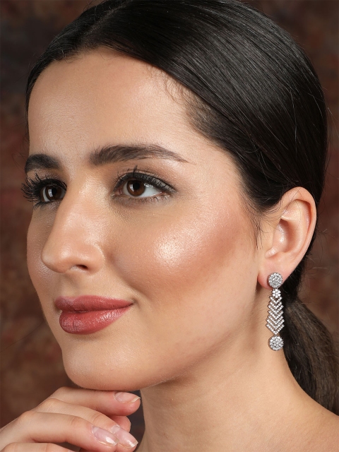 

Ishin Silver-Toned Triangular Drop Earrings
