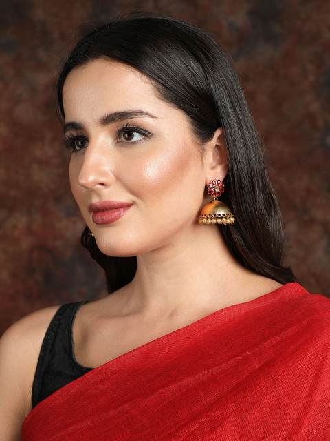 

Ishin Gold-Toned Dome Shaped Jhumkas Earrings