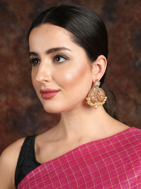 

Ishin Gold-Toned Peacock Shaped Drop Earrings