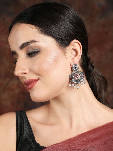 

Ishin Silver-Toned Floral Drop Earrings