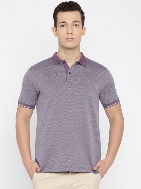 

Van Heusen Men Purple White Patterned Polo Collar Pure Cotton T-shirt