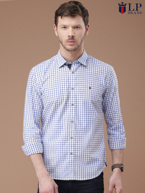 

Louis Philippe Jeans Men White Union SQ Slim Fit Checked Casual Shirt