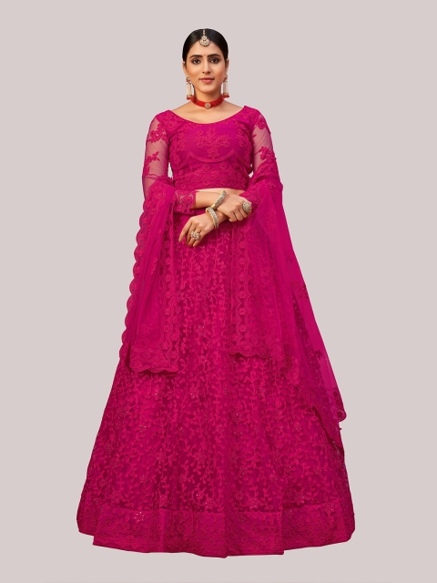 

Warthy Ent Pink Embroidered Semi-Stitched Lehenga & Unstitched Blouse With Dupatta