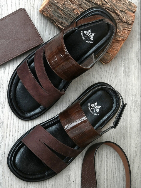 

ALBERTO MORENO Men Brown & Black Comfort Sandals