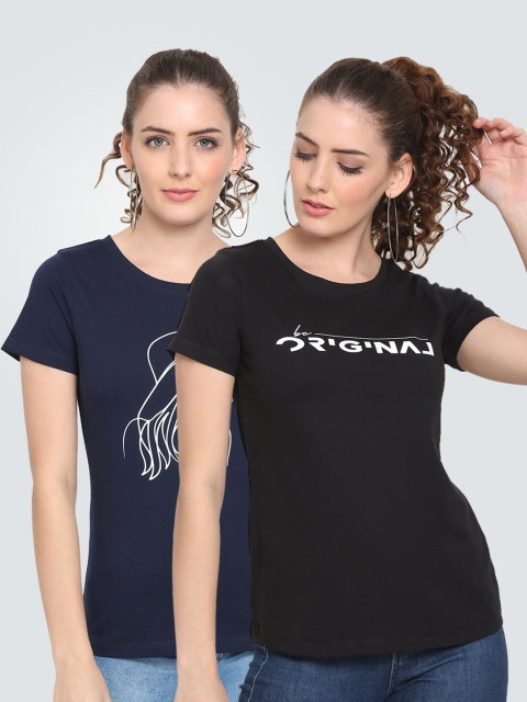 

UnaOne Women Black 2 Slim Fit T-shirt