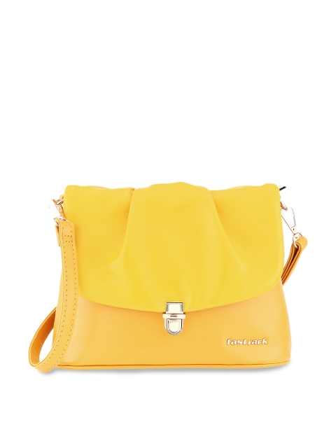 

Fastrack Mustard PU Structured Sling Bag with Tasselled