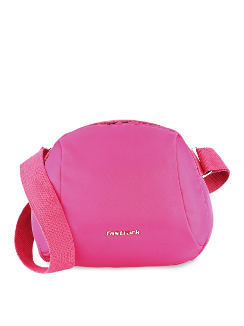 

Fastrack Pink PU Structured Sling Bag with Cut Work