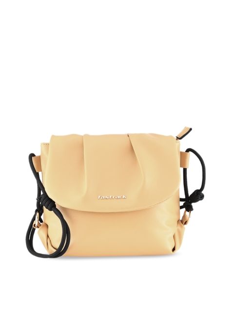 

Fastrack Yellow Colourblocked PU Structured Handheld Bag