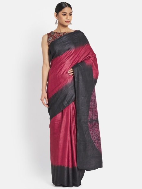 

Fabindia Red & Black Tie and Dye Pure Silk Saree
