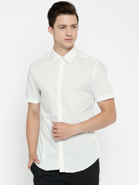 

Peter England Men White Slim Fit Casual Shirt