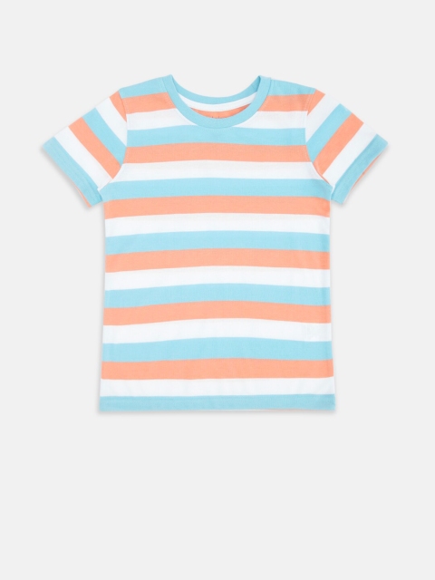 

Pantaloons Junior Boys Orange & White Striped T-shirt