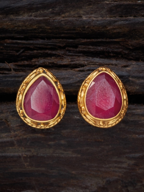

Kushal's Fashion Jewellery Red 92.5 Pure Silver Contemporary Studs Earrings