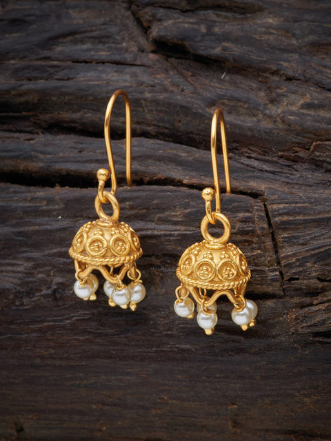 

Kushal's Fashion Jewellery White 92.5 Pure Silver Contemporary Jhumkas Earrings