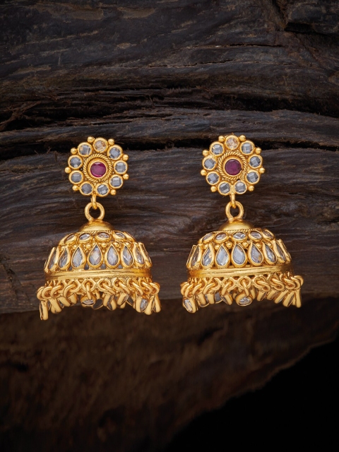 

Kushals Fashion Jewellery 92.5 Silver Red Contemporary Jhumkas Earrings