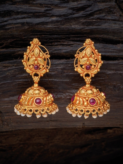 

Kushal's Fashion Jewellery Red Contemporary Jhumkas Earrings