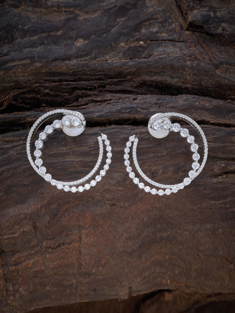 

Kushal's Fashion Jewellery White Contemporary Half Hoop Earrings