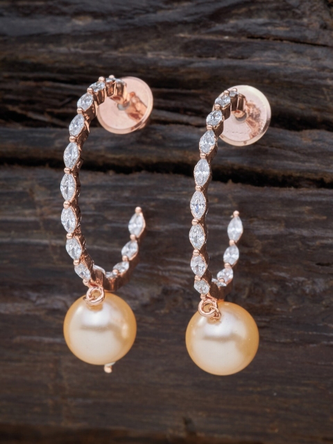 

Kushal's Fashion Jewellery White Contemporary Half Hoop Earrings