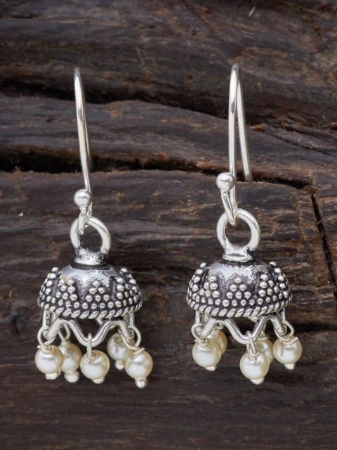 

Kushal's Fashion Jewellery White Contemporary Jhumkas Earrings