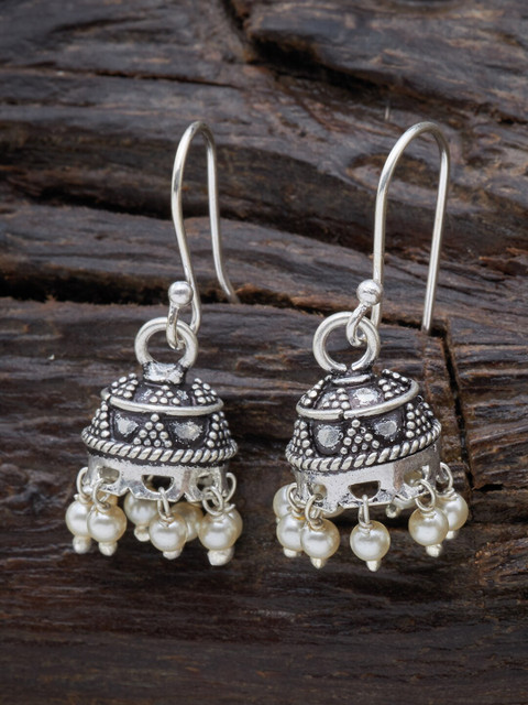 

Kushal's Fashion Jewellery White Contemporary Jhumkas Earrings
