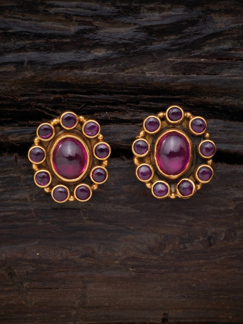 

Kushal's Fashion Jewellery Red Gold Plated Contemporary Studs Earrings