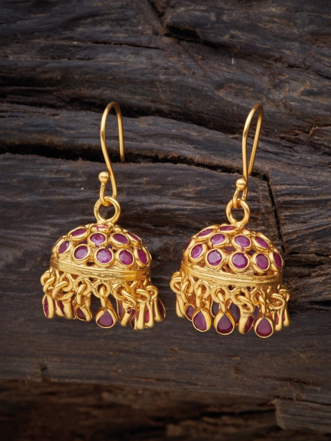 

Kushal's Fashion Jewellery Red 92.5 Pure Silver Contemporary Jhumkas Earrings