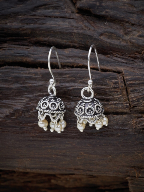 

Kushal's Fashion Jewellery White Contemporary Jhumkas Earrings