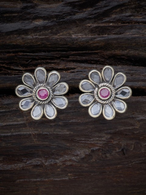 

Kushal's Fashion Jewellery Red 92.5 Pure Silver Contemporary Studs Earrings