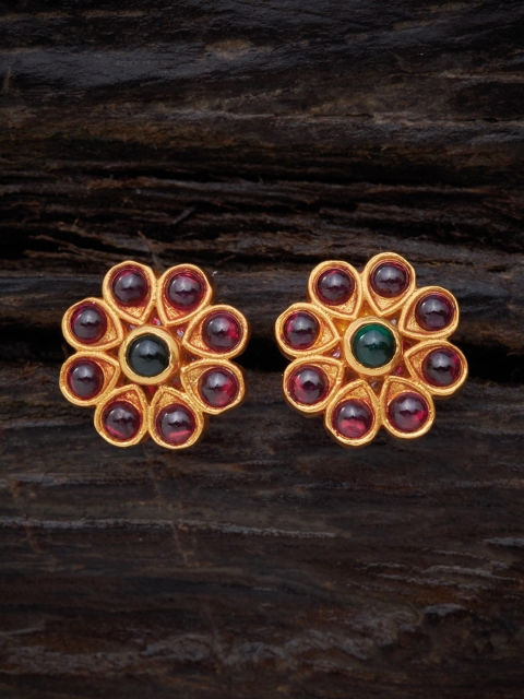 

Kushal's Fashion Jewellery Red 92.5 Pure Silver Contemporary Studs Earrings