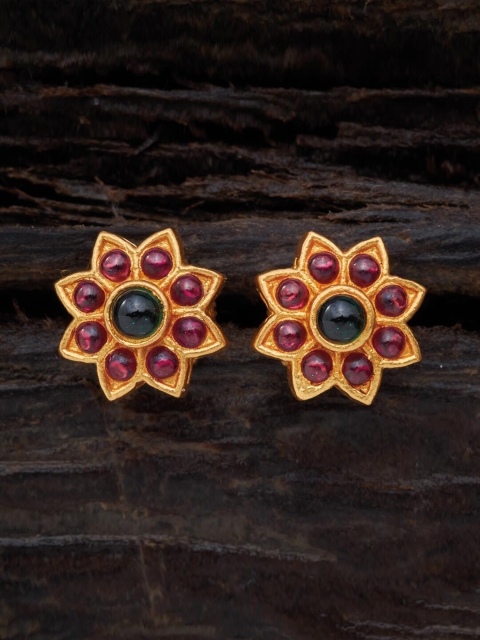 

Kushal's Fashion Jewellery Red 92.5 Pure Silver Contemporary Studs Earrings