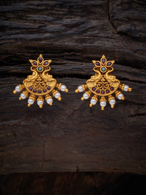 

Kushal's Fashion Jewellery Red Gold Plated Contemporary Studs Earrings