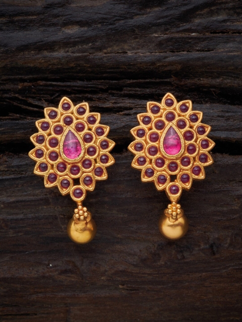 

Kushal's Fashion Jewellery Red 92.5 Pure Silver Contemporary Studs Earrings
