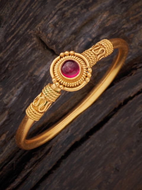 

Kushal's Fashion Jewellery Women Gold-Toned & Red Silver Gold-Plated Kada Bracelet