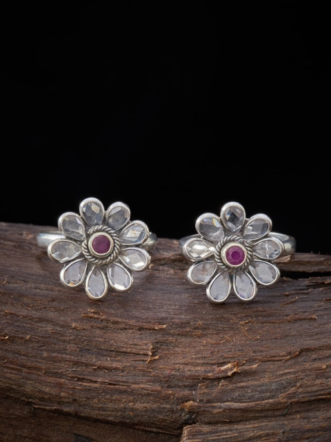 

Kushal's Fashion Jewellery 925 Sterling Silver Red Toe Rings