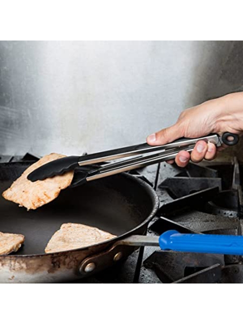 

Femora Black & Silver Toned Solid Silicone Food Tongs