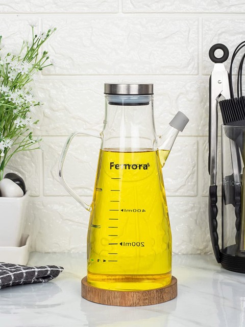 

Femora Transparent Borosilicate Glass Oil Bottle with Handle