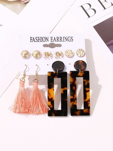 

ANNA CREATIONS Gold-Toned Contemporary Drop Earrings