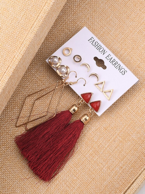 

ANNA CREATIONS Gold-Toned Contemporary Drop Earrings