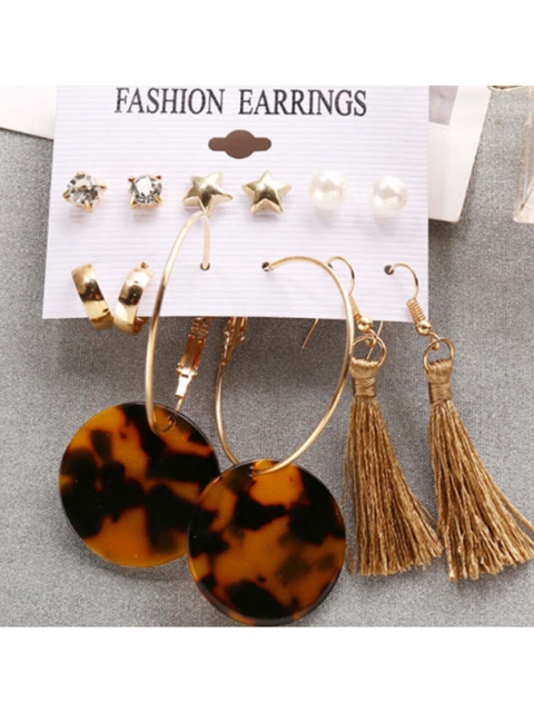 

ANNA CREATIONS Gold-Toned Contemporary Hoop Earrings