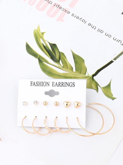 

ANNA CREATIONS Gold-Toned Contemporary Studs Earrings