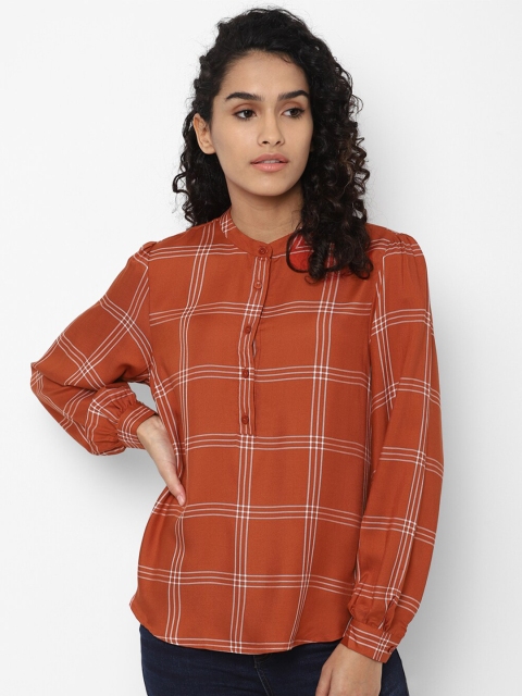 

Allen Solly Woman Red & White Tartan Checked Casual Shirt