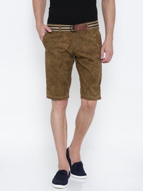 

FIFTY TWO Men Khaki Printed Chino Shorts