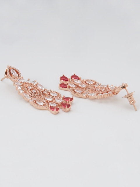 

Kushal's Fashion Jewellery Red Rose Gold-Plated Choker Necklace Set