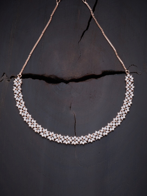 

Kushal's Fashion Jewellery White & Rose Gold Rose Gold-Plated Necklace