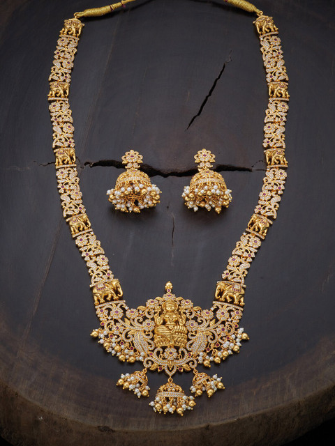 

Kushal's Fashion Jewellery Woman Gold Rose Gold-Plated Jewellery Set, Red