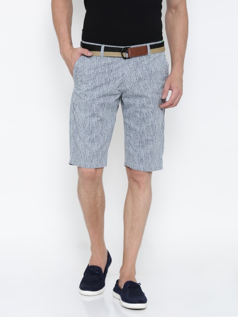 

FIFTY TWO Men Blue Printed Regular Fit Chino Shorts