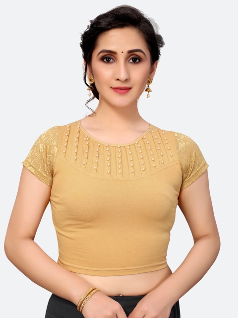 

SIRIL Women Beige Solid Woven Design Saree Blouse