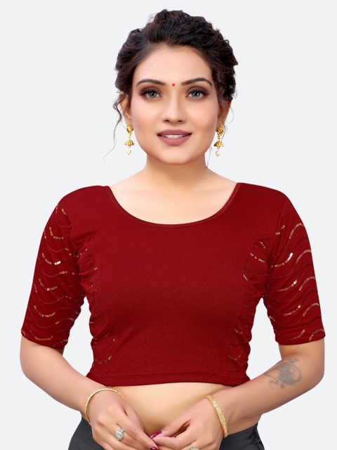 

SIRIL Women Maroon Embellished Saree Blouse