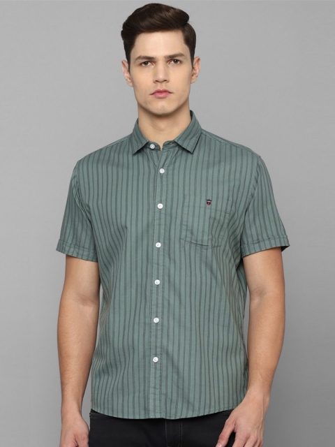 

Louis Philippe Jeans Men Green Slim Fit Striped Casual Shirt