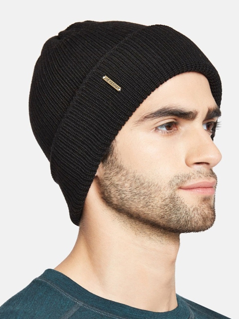 

Kosha Men Pure Merino Wool Reversible Beanie, Black