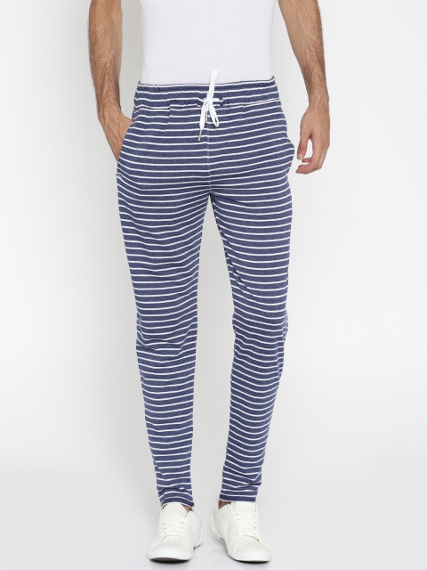 

FIFTY TWO Navy & White Striped Track Pants, Navy blue